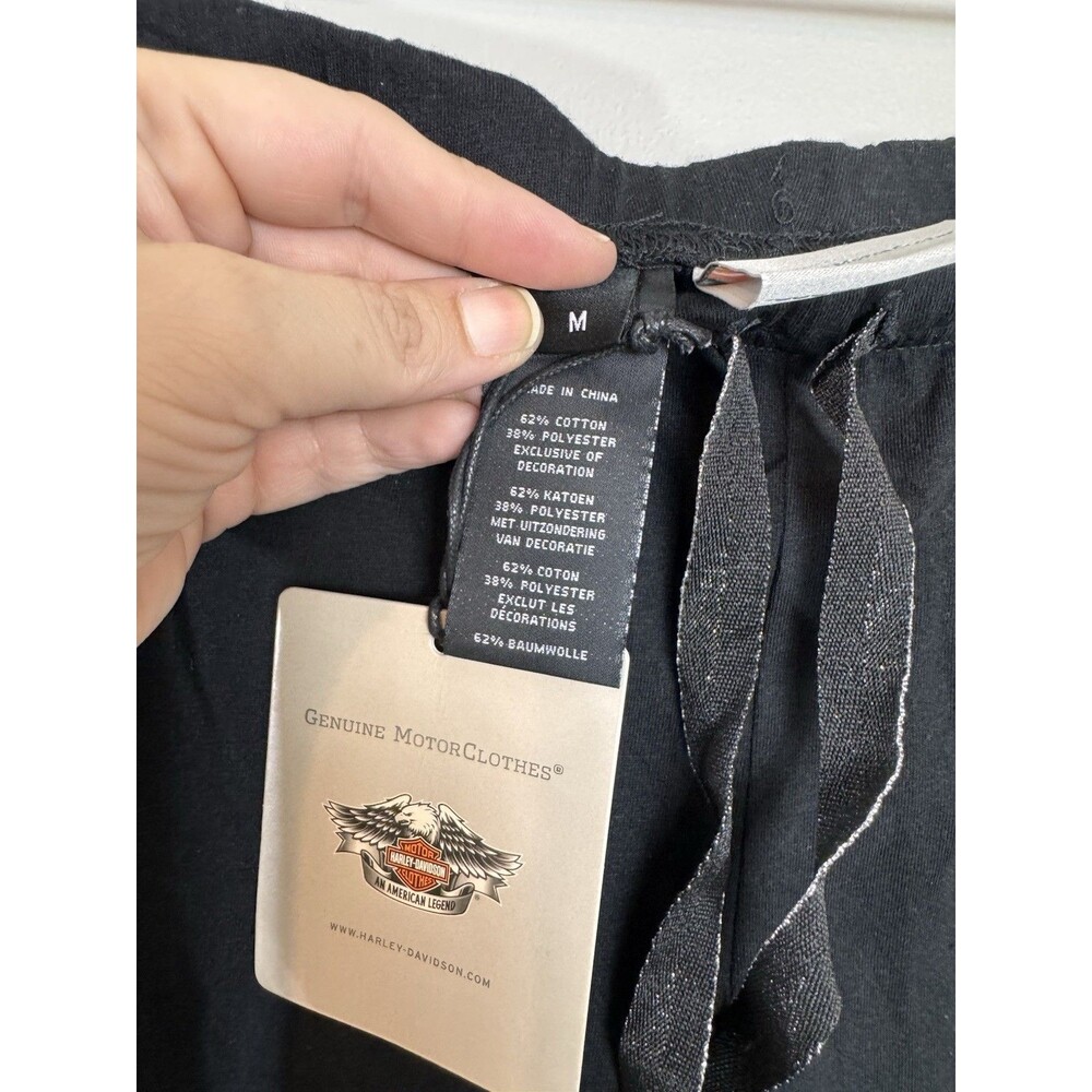 NEW Harley Davidson Black Graphic Print Sleepwear Joggers Women’s Size Medium - Picture 5 of 7